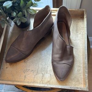 Free People Taupe Leather Slip-On Shoes